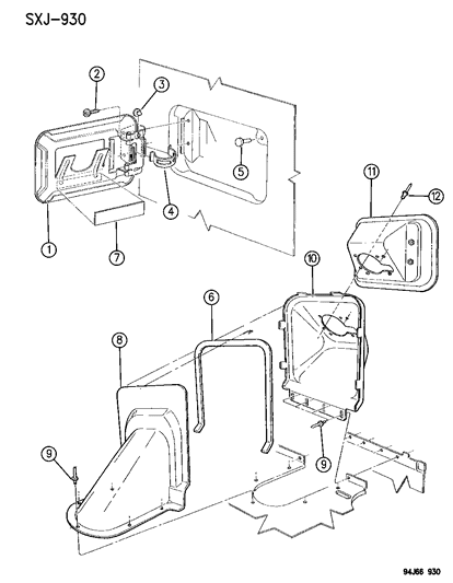 1994 Jeep Cherokee Fuel Filler Housing & Door Diagram
