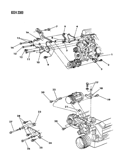 1989 Dodge D250 Mounting - A/C Compressor Diagram 2