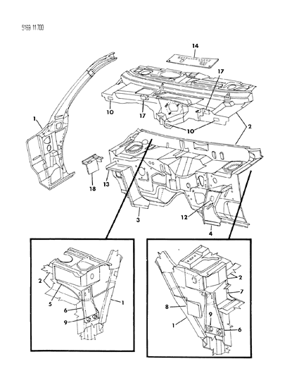 1985 Dodge Diplomat Cowl & Dash Panel Diagram