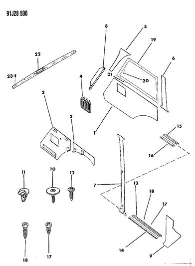 1991 Jeep Grand Wagoneer Panels - Interior Trim Diagram