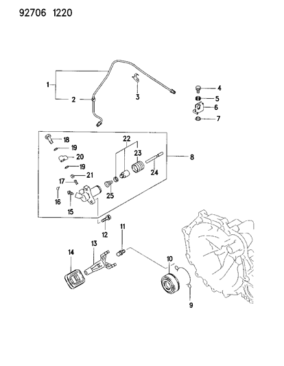 1993 Dodge Colt Controls, Clutch Diagram 2