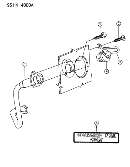1993 Chrysler New Yorker Salon Fuel Tank Filler Tube Diagram
