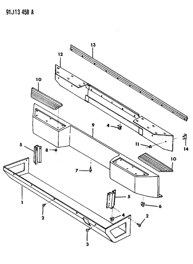 1991 Jeep Wrangler Rear Fascia & Skid Plate Diagram