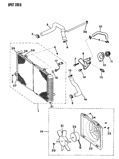 1991 Dodge Monaco Radiator & Related Parts Diagram 1