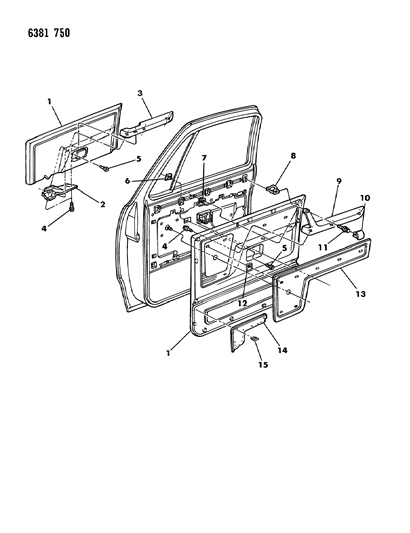 1987 Dodge Ramcharger Panel - Door Trim Diagram