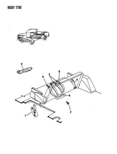 1991 Dodge D150 Belts - Rear Seat Diagram 2