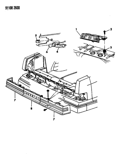 1991 Chrysler New Yorker Lamps & Wiring - Rear Diagram 1