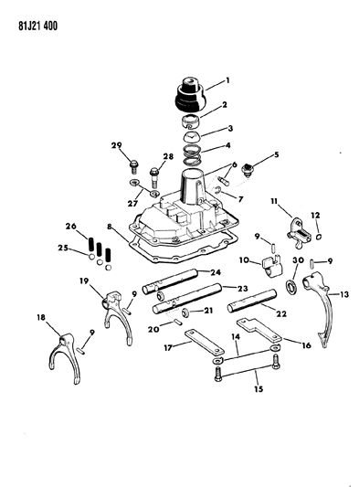 1986 Jeep Wagoneer Shift Forks, Rails And Shafts Diagram 8