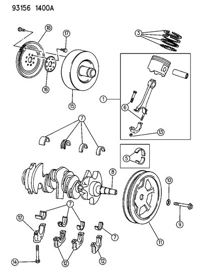 1993 Chrysler Imperial Crankshaft , Pistons And Torque Converter Diagram 1