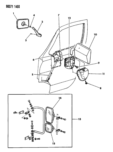 1991 Dodge Ram Wagon Mirror - Exterior Diagram