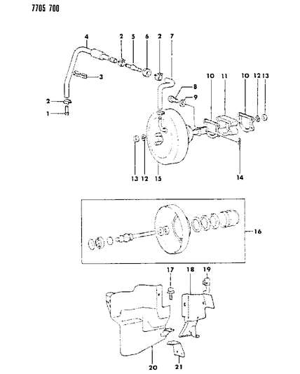 1987 Chrysler Conquest Booster, Power Brake Diagram 2