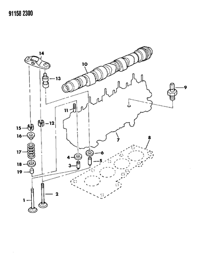 1991 Chrysler LeBaron Camshaft & Valves Diagram 1