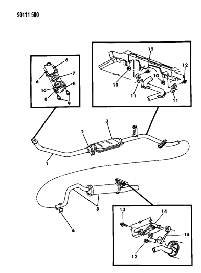 1990 Dodge Spirit Tail Pipe With Muffler Diagram for E0041459