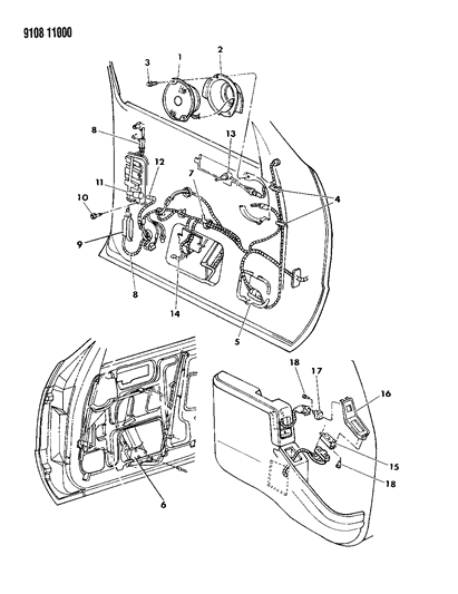1989 Chrysler LeBaron GTS Wiring & Switches - Front Door Diagram