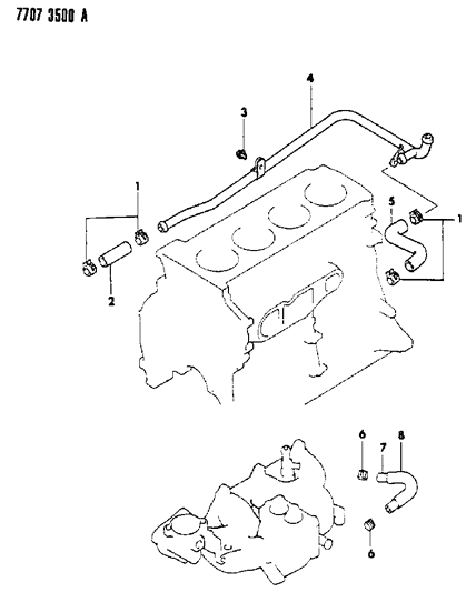 1987 Dodge Ram 50 Water Hose & Pipe Diagram