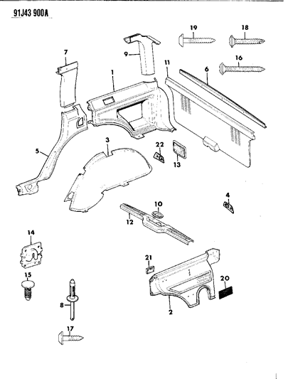 1991 Jeep Cherokee Panels - Interior Trim, Rear Diagram 2