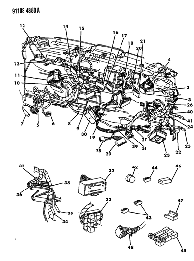 1991 Chrysler Town & Country Wiring - Instrument Panel Diagram