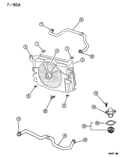 1994 Dodge Grand Caravan Radiator & Related Parts Diagram 2