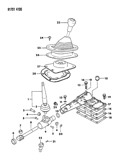 1991 Dodge Ram 50 Control, Shift - Transfer Case Diagram