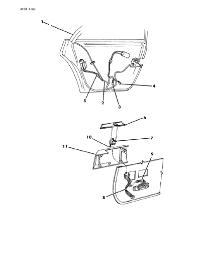 1984 Dodge Diplomat Wiring & Switches - Rear Door Diagram