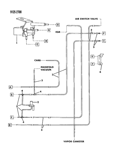 1989 Dodge Lancer EGR Hose Harness Diagram 3