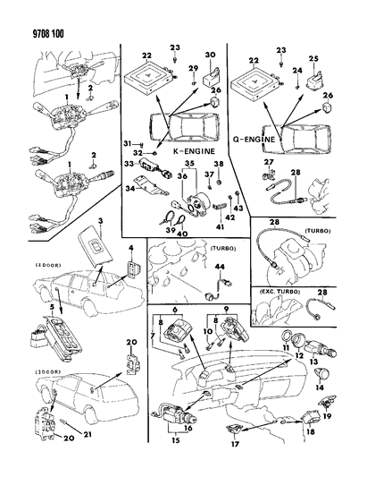 1989 Dodge Colt Switches & Electrical Controls Diagram