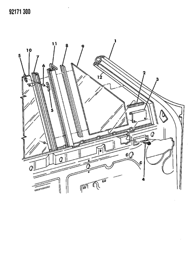 1992 Dodge Shadow Seal Door Window Glass Lower Diagram for 4710040