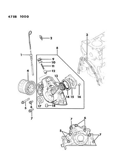 1984 Dodge Conquest Oil Pump & Filter Diagram 2