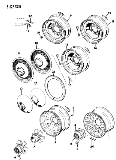 1985 Jeep Grand Wagoneer Cap-Hub Diagram for J5364409