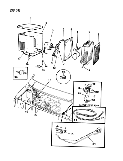 1988 Dodge Ram Van Hose-HTR & Aux HTR Control Vac Diagram for 4361266