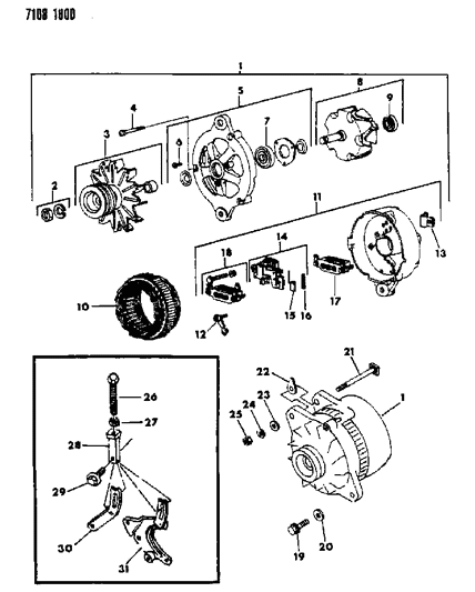 1987 Dodge Caravan Bolt-Power Steering Oil Pump Diagram for MD027754