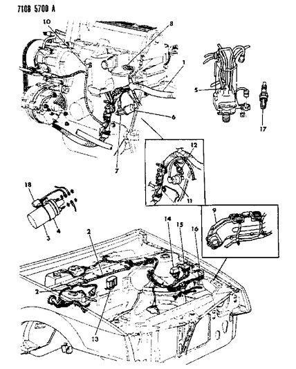 1987 Chrysler LeBaron Wiring - Engine - Front End & Related Parts Diagram