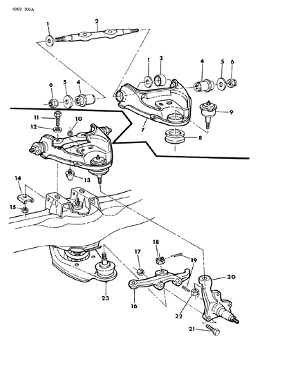 1984 Dodge Ram Van Arm & Steering Knuckle, Front Suspension Upper Control Diagram