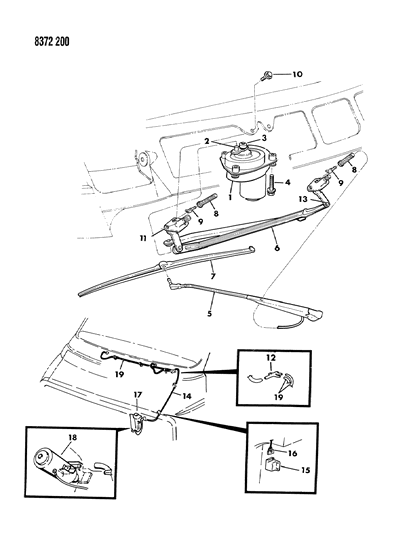 1989 Dodge Ram Wagon Windshield Wiper & Washer System Diagram