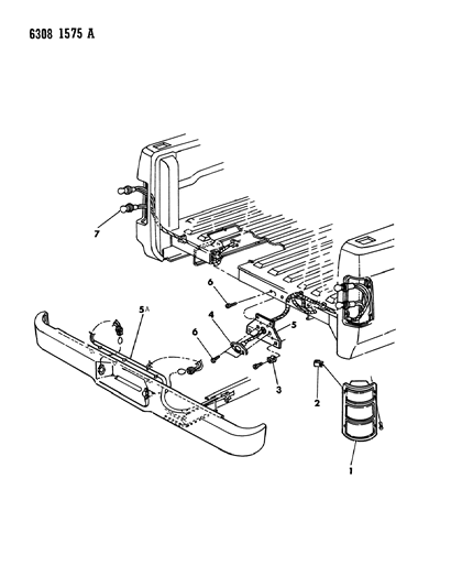 1987 Dodge Dakota Lamps & Wiring (Rear End) Diagram
