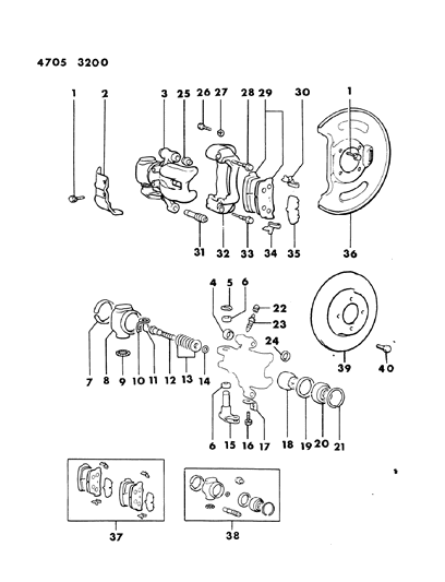 1984 Dodge Conquest Brakes, Rear Diagram 1