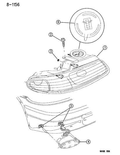 1996 Dodge Grand Caravan Lamps - Front Diagram