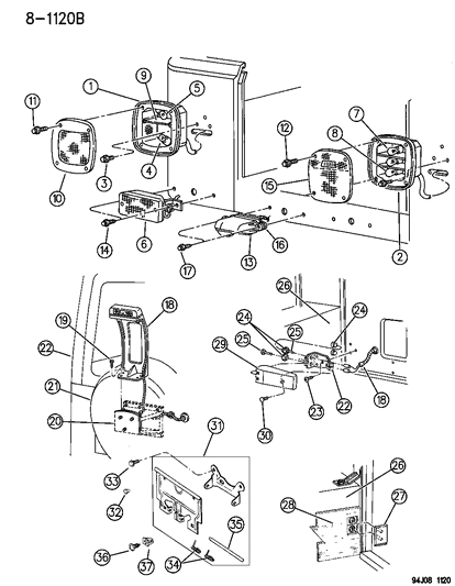 1995 Jeep Wrangler Terminal Diagram for 4362012