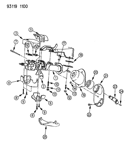 1993 Chrysler Imperial Column, Steering, Upper And Lower Diagram