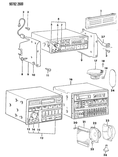 1990 Dodge Ram 50 Radio & Speakers Diagram