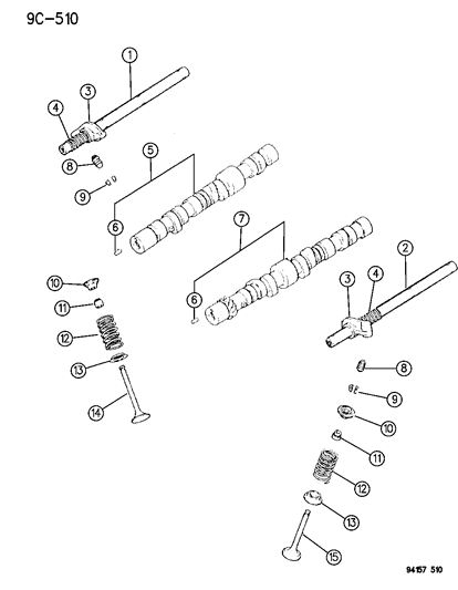 1994 Chrysler LeBaron Camshaft & Valves Diagram