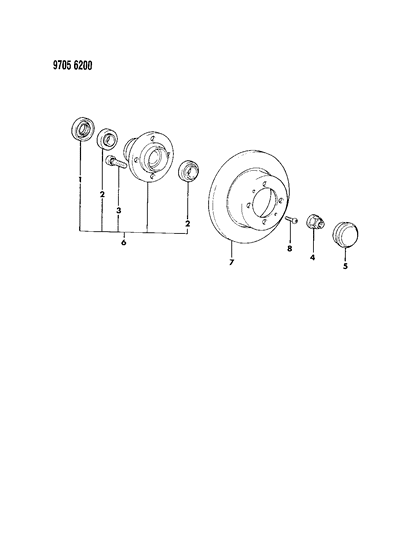 1989 Dodge Colt Brake, Disc And Bearings, Rear Diagram