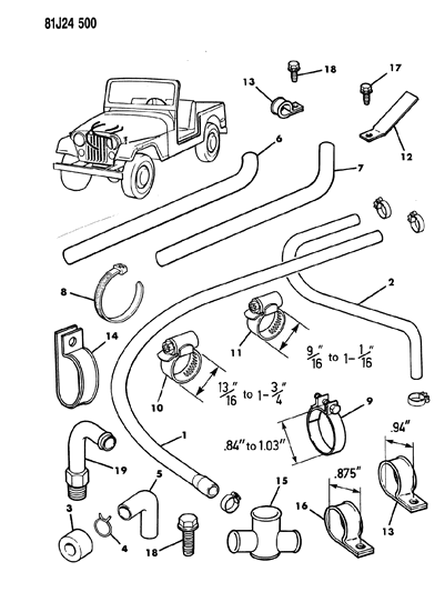 1986 Jeep Wrangler Plumbing - Heater Diagram