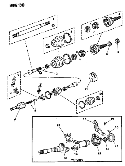 1990 Chrysler TC Maserati Shaft - Front Drive Diagram