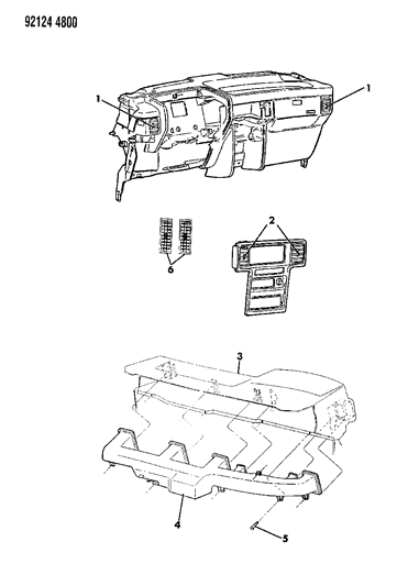 1992 Dodge Caravan Air Distribution Ducts, Outlets, Louver Diagram