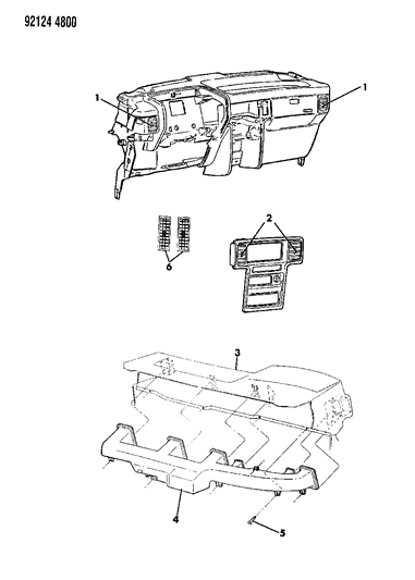 1992 Dodge Grand Caravan Air Distribution Ducts, Outlets, Louver Diagram