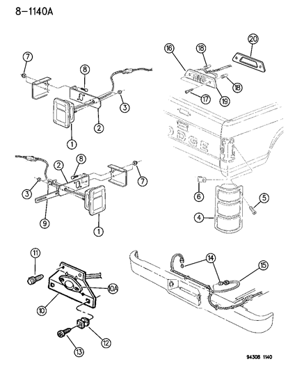 1995 Dodge Dakota Lamp-Tail,Stop,Turn Signal Right Diagram for 55076438