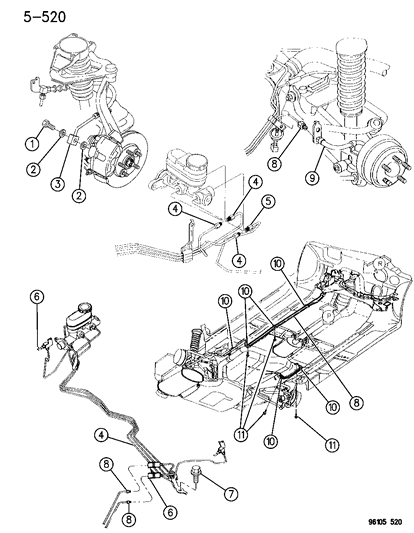 1996 Dodge Stratus Lines & Hoses, Brake Diagram 2