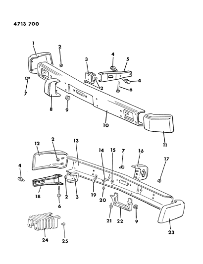 1984 Dodge Colt Bumper, Front And Rear Diagram