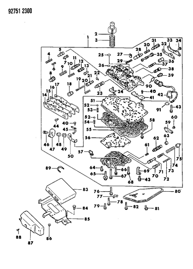 1992 Dodge Ram 50 Valve Body & Components Diagram 3